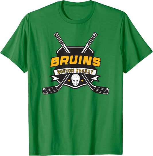 Boston Bruins Hockey Sticks Gray Officially Licensed T-Shirt - T-Shirt | Irish Green
