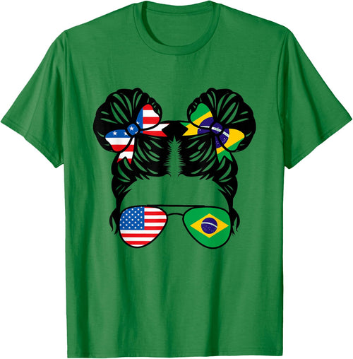 Half American Half Brazilian Girl USA Brazil Flag Patriot Small