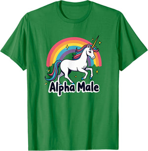 Alpha Male Rainbow Unicorn Weird AlphaMale Meme Pink T-Shirt - T-Shirt | Irish Green