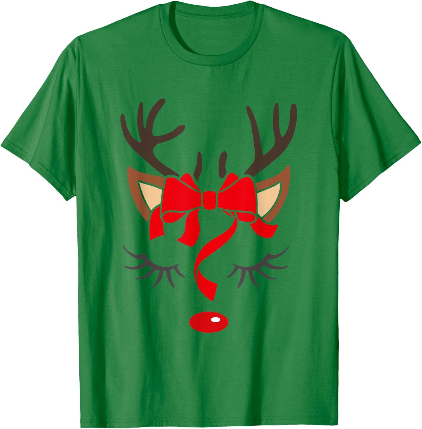 Reindeer Antlers Christmas Outfit Women Girls Kids Xmas T-Shirt - T-Shirt | Irish Green