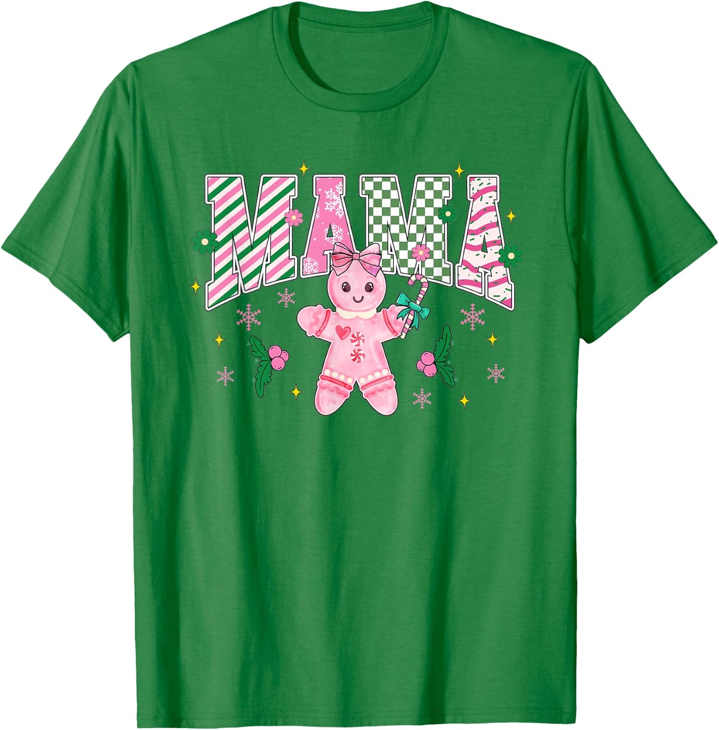 Women Girly Pink Christmas Mama Gingerbread Coquette T-Shirt - T-Shirt | Irish Green
