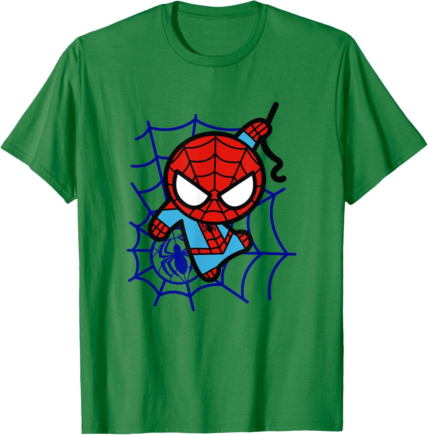 Marvel Kawaii Chibi Spider-Man Web Background Logo T-Shirt - T-Shirt | Irish Green
