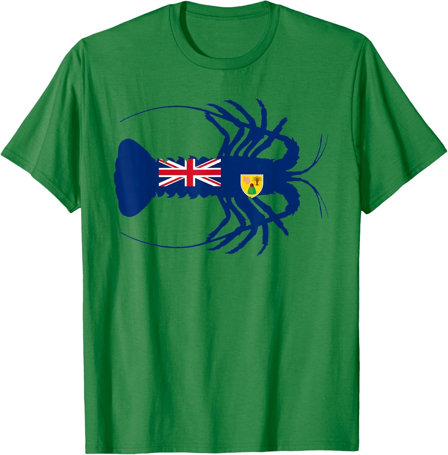 Turks and Caicos Flag Caribbean Spiny Lobster Silhouette T-Shirt - T-Shirt | Irish Green