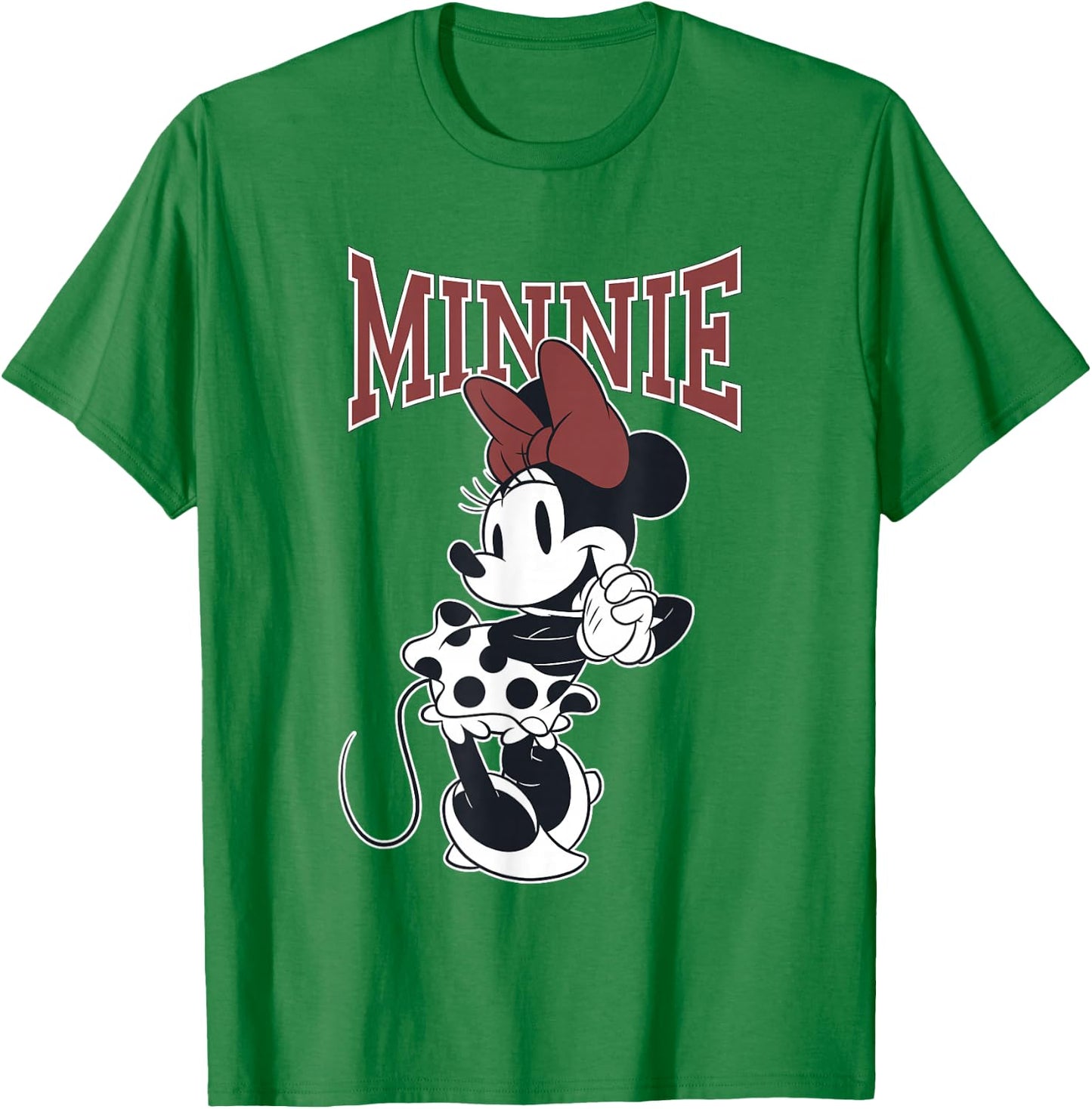 Disney Minnie Mouse Black & White Polka Dots Cute Pose T-Shirt - T-Shirt | Irish Green