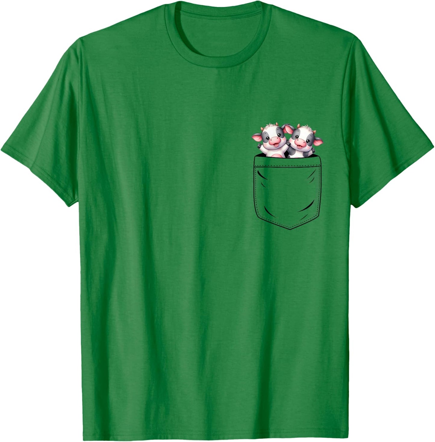 Cow Lovers Cute Funny Cow In Pocket T-Shirt - T-Shirt | Irish Green