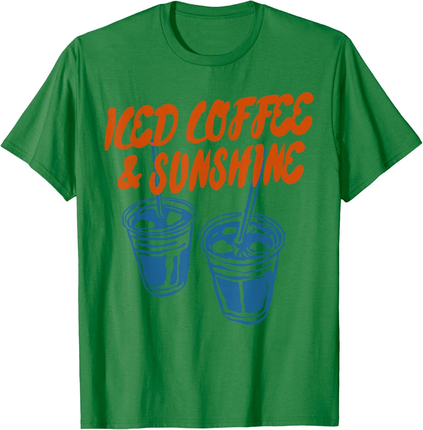Iced Coffee and Sunshine Retro Graphic Summer Vibes T-Shirt - T-Shirt | Irish Green