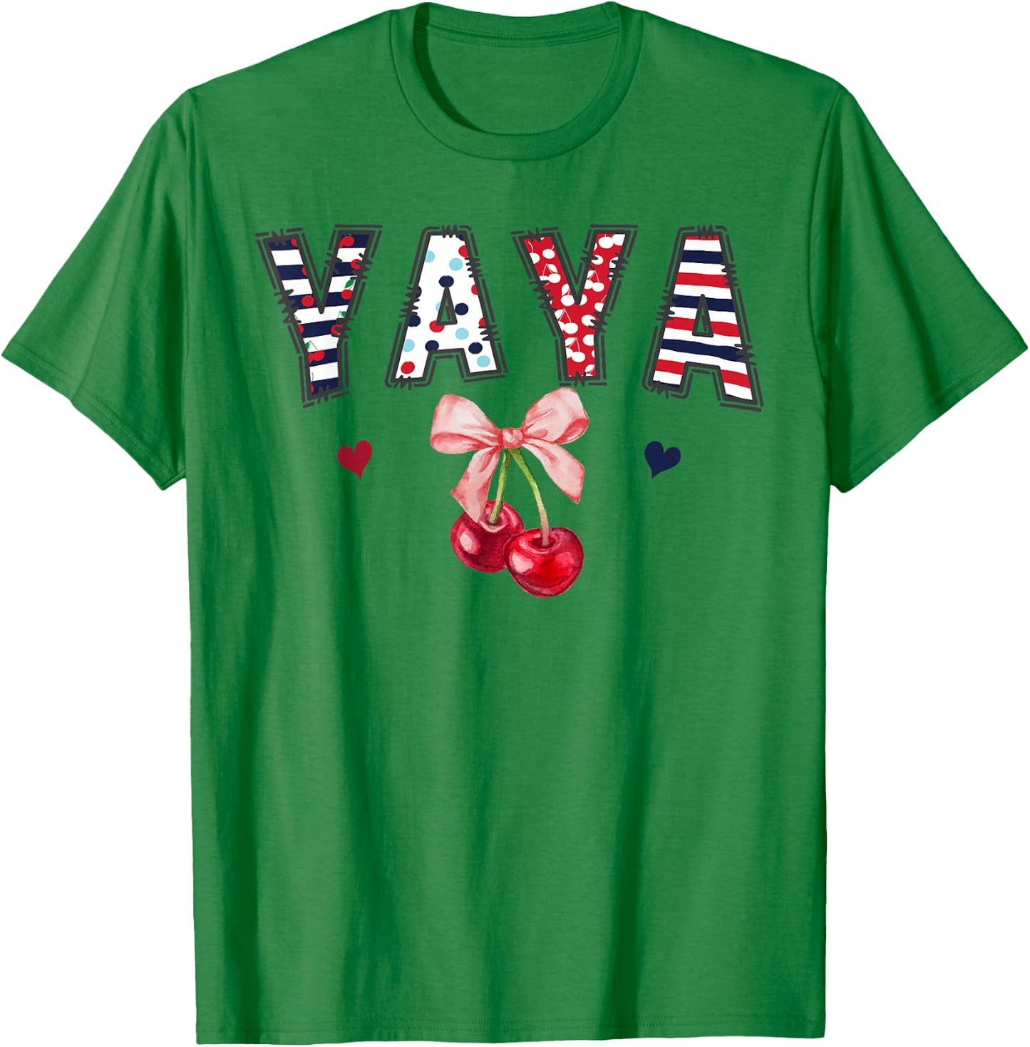 Yaya Pink Coquette Bow Cherry Birthday Girl Matching T-Shirt - T-Shirt | Irish Green