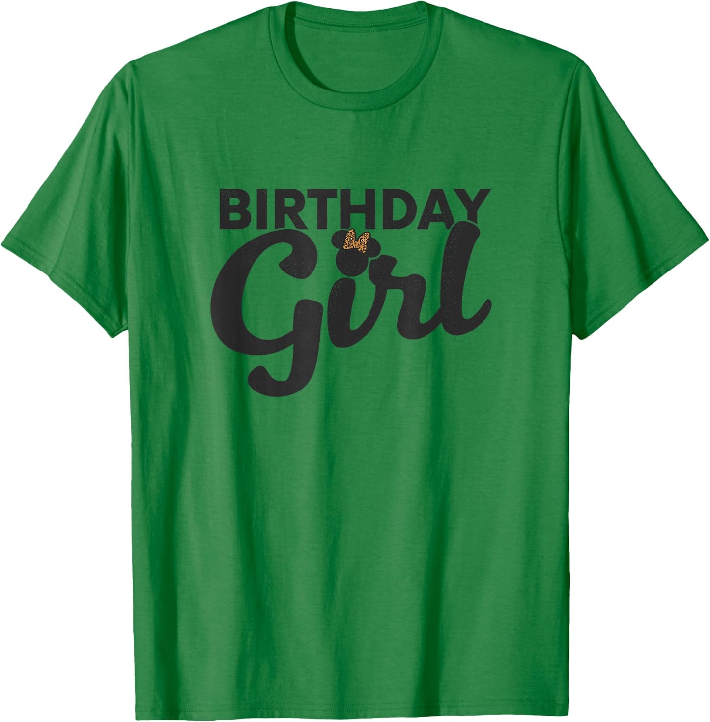 Disney Minnie Mouse Birthday Girl Cute Leopard Bow T-Shirt - T-Shirt | Irish Green