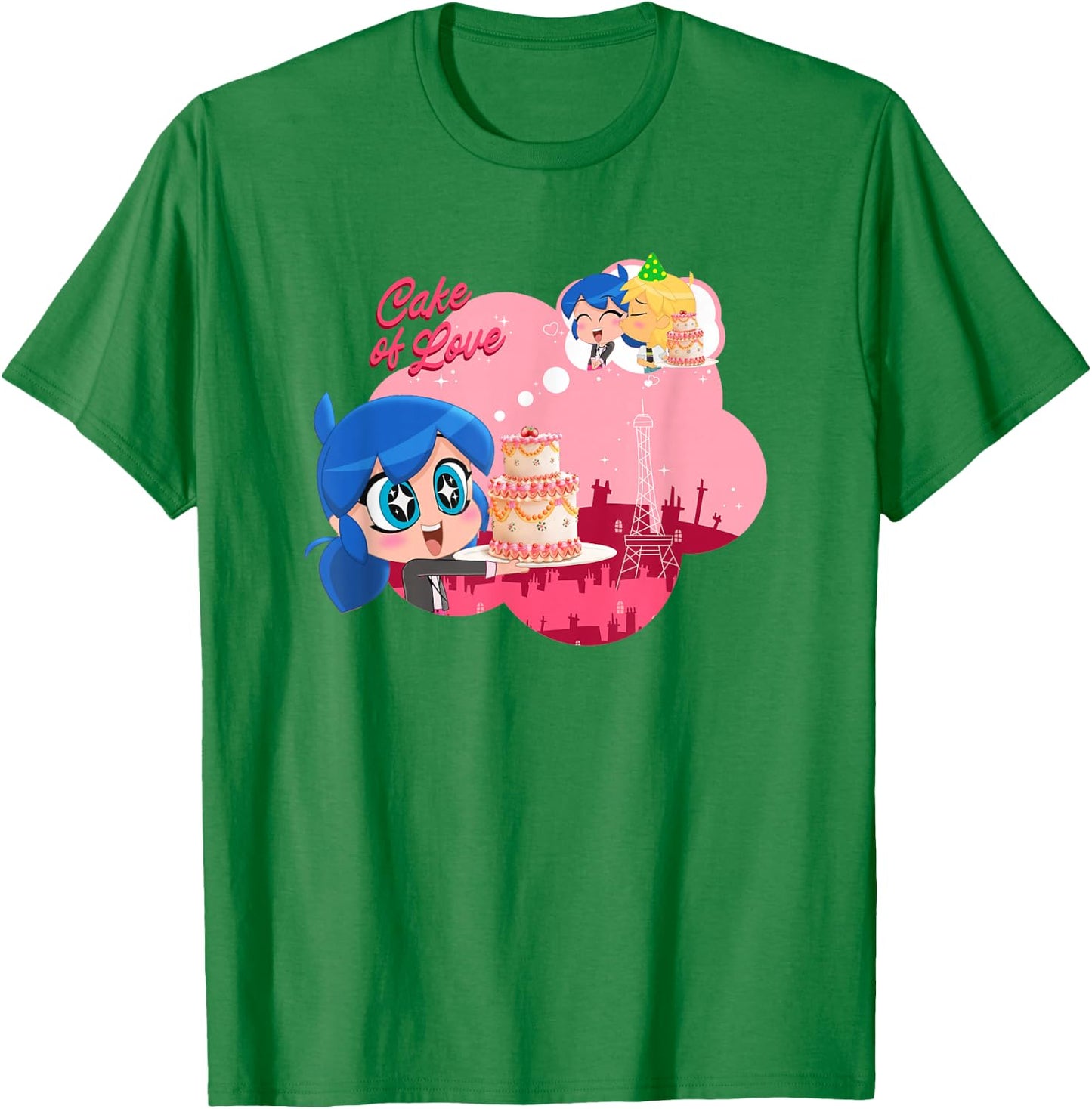 Miraculous Ladybug Chibi Cake of Love T-Shirt - T-Shirt | Irish Green