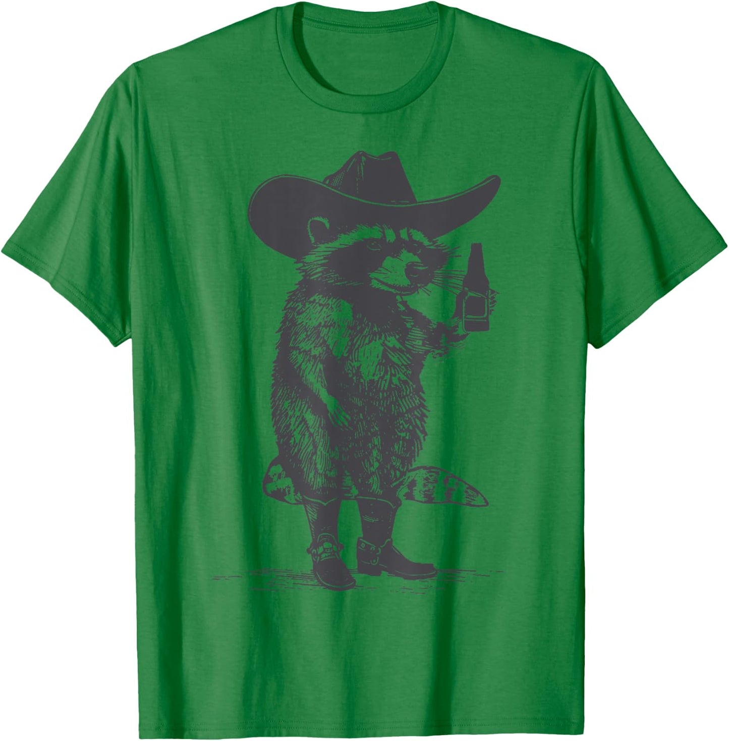 Vintage Raccoon With Beer Racoon Western Country Trash Panda T-Shirt - T-Shirt | Irish Green