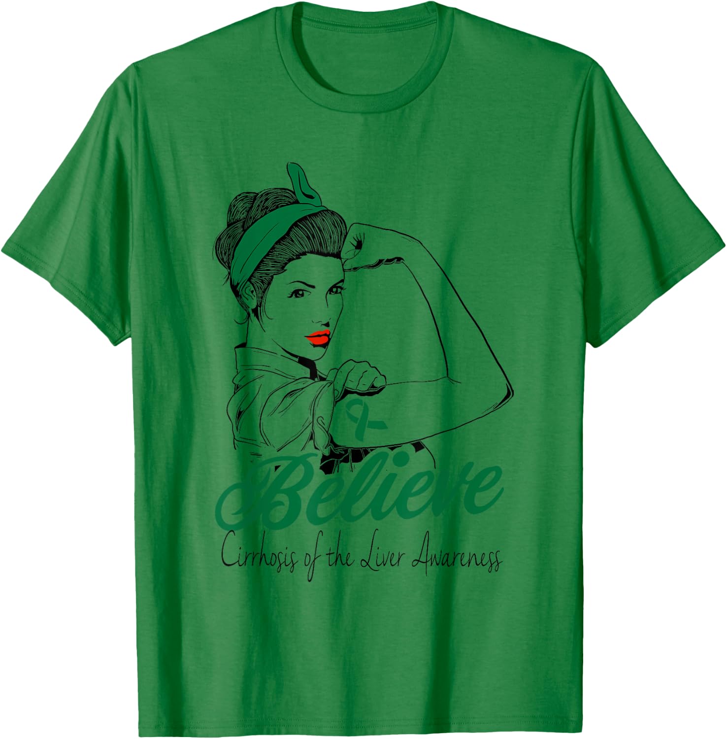 Liver Cirrhosis Unbreakable Green Ribbon Superhero Gift T-Shirt - T-Shirt | Irish Green