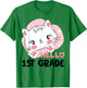 Hello First 1st Grade Back To School Cute Cat Girls Women T-Shirt - T-Shirt | Irish Green