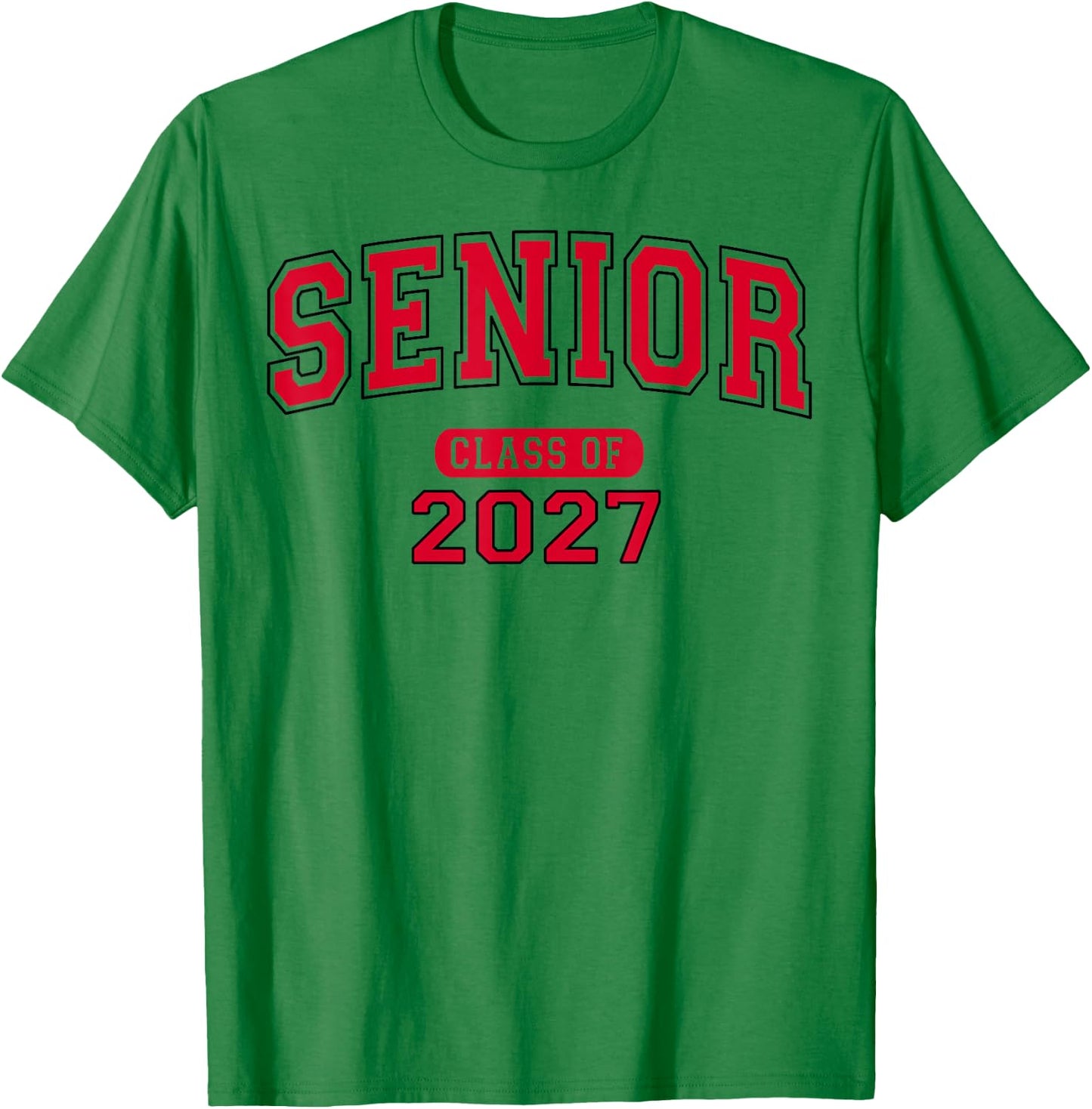Senior Class of 2027 Graduation Varsity Red Black Letters T-Shirt - T-Shirt | Irish Green