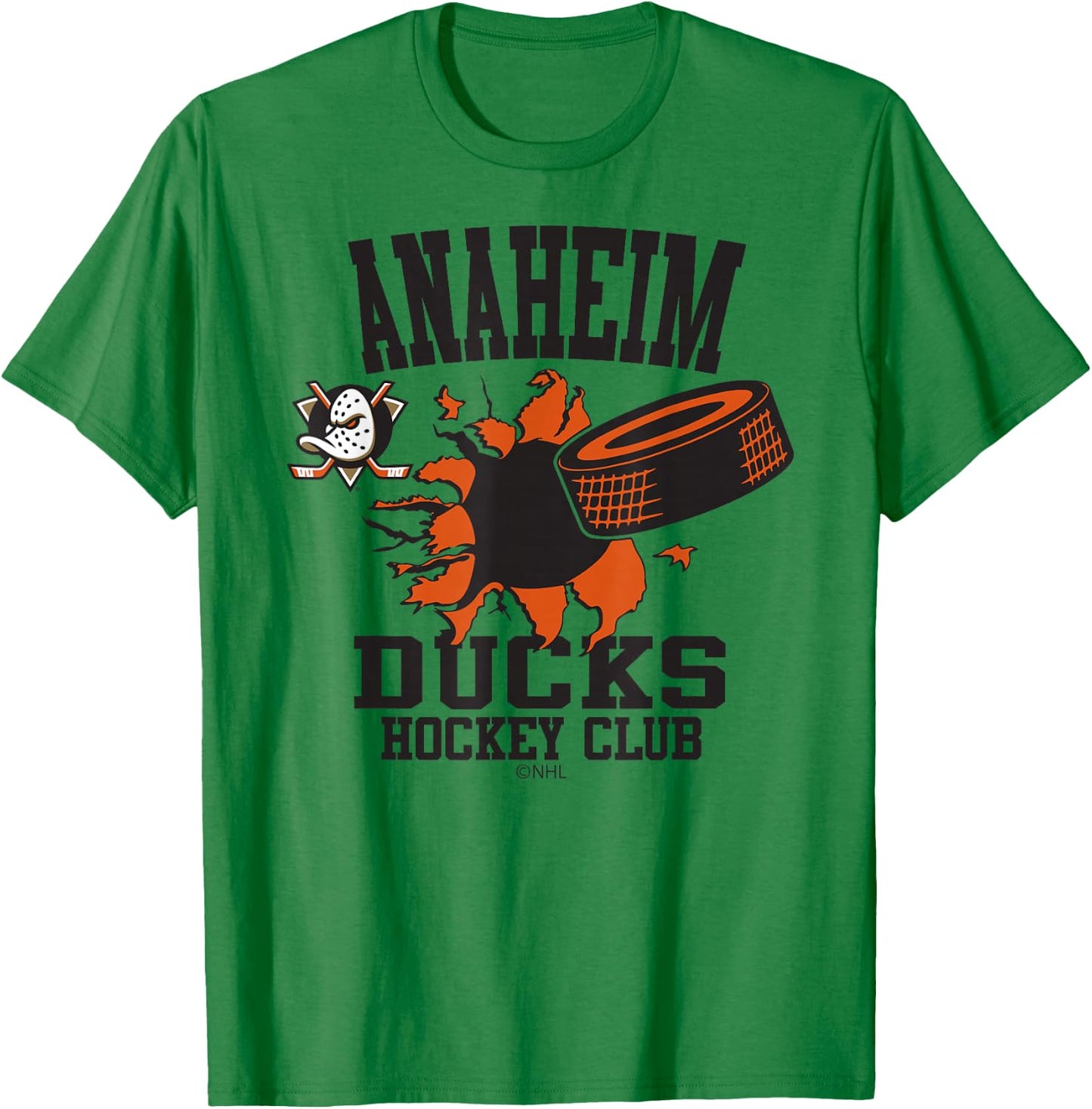 Anaheim Ducks Hockey Puck Burst Officially Licensed T-Shirt - T-Shirt | Irish Green