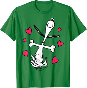 Peanuts Snoopy Tanzende Herzen T-Shirt - T-Shirt | Irish Green