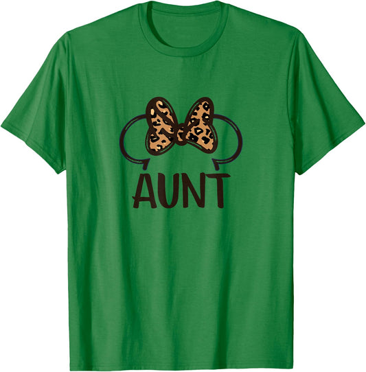 Disney Mickey and Friends Minnie Mouse Aunt Leopard Bow T-Shirt - T-Shirt | Irish Green