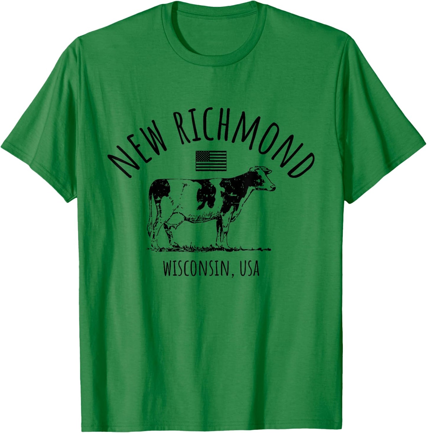 New Richmond Wisconsin USA Retro Cow Vintage Style Design T-Shirt - T-Shirt | Irish Green