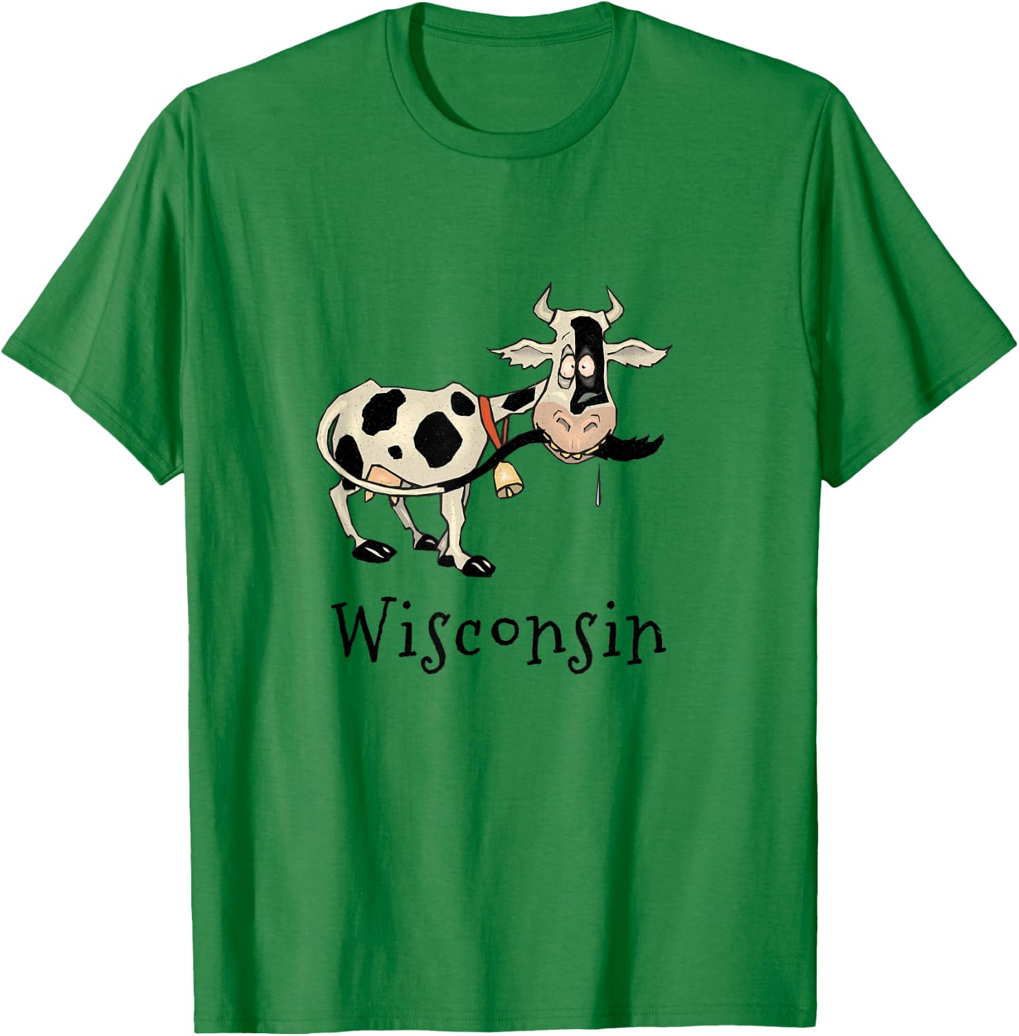 Wisconsin Silly Funny Whimsy Dairy Cow Farm Holstein T-Shirt - T-Shirt | Irish Green