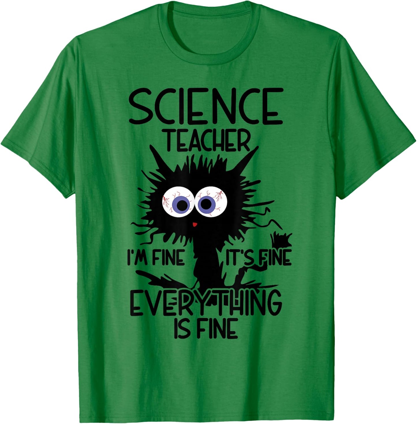 Science Teacher Appreciation Merch -Adults, -Youth Grey Classic Fit Modern Science Theme Cartoon T-Shirt - T-Shirt | Irish Green