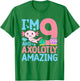 I'm 9 let's party a lotl Axolotl 9th Birthday Axolotl T-Shirt - T-Shirt | Irish Green