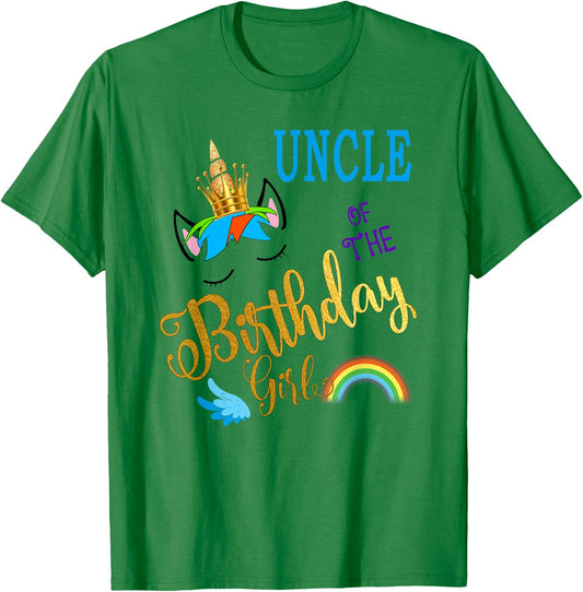 Uncle of The Birthday for Girl Uncle Unicorn First Birthday T-Shirt - T-Shirt | Irish Green