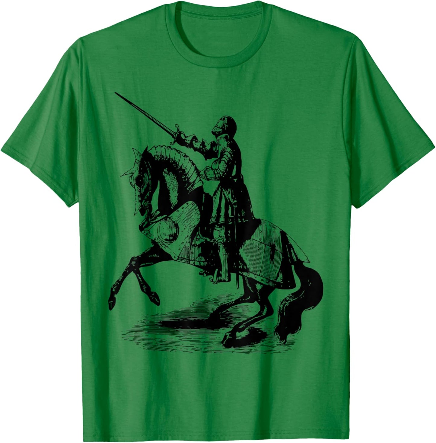 Knight In Suit of Armor Horse Sword Helmet Medieval T-Shirt - T-Shirt | Irish Green