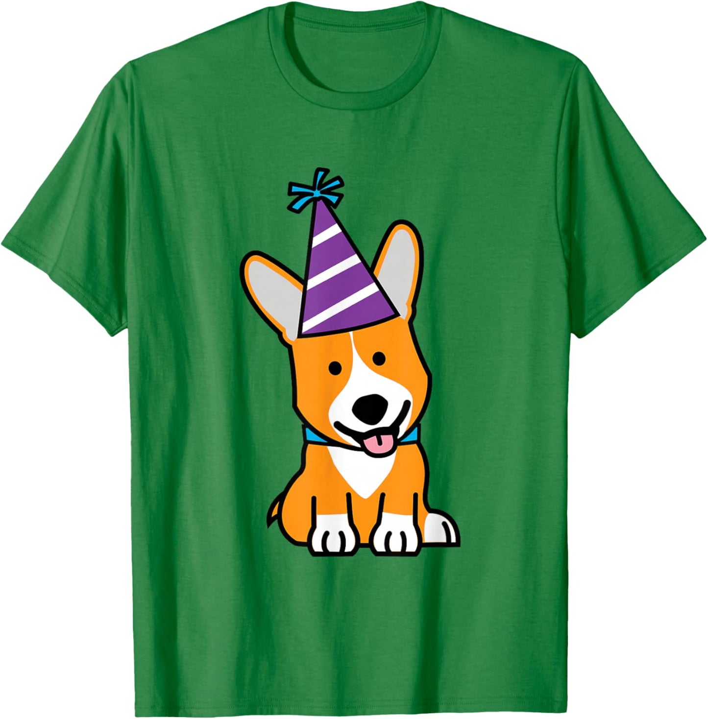 Happy Birthday Party Hat Corgi Welsh dog puppy T-Shirt - T-Shirt | Irish Green