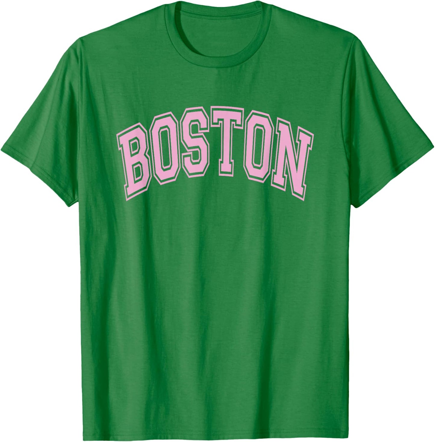 Boston Arched Style White with Pink Text T-Shirt - T-Shirt | Irish Green