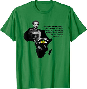 Haile Selassie Quote - Peace Demands T-Shirt - T-Shirt | Irish Green