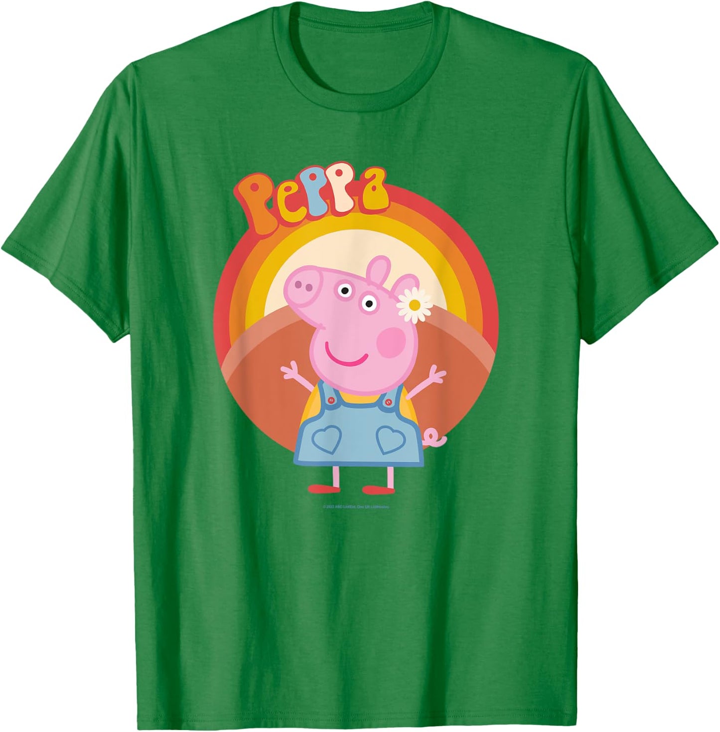 Peppa Pig Overalls Outfit Retro Font Logo , blue T-Shirt - T-Shirt | Irish Green