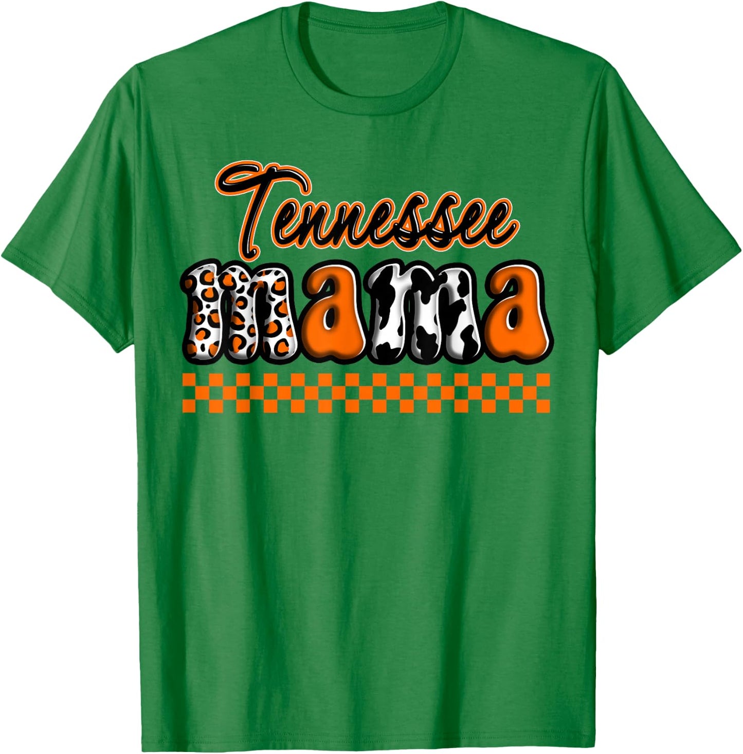 Tennessee Mama Mom Mommy Retro Checker Cheetah Country T-Shirt - T-Shirt | Irish Green