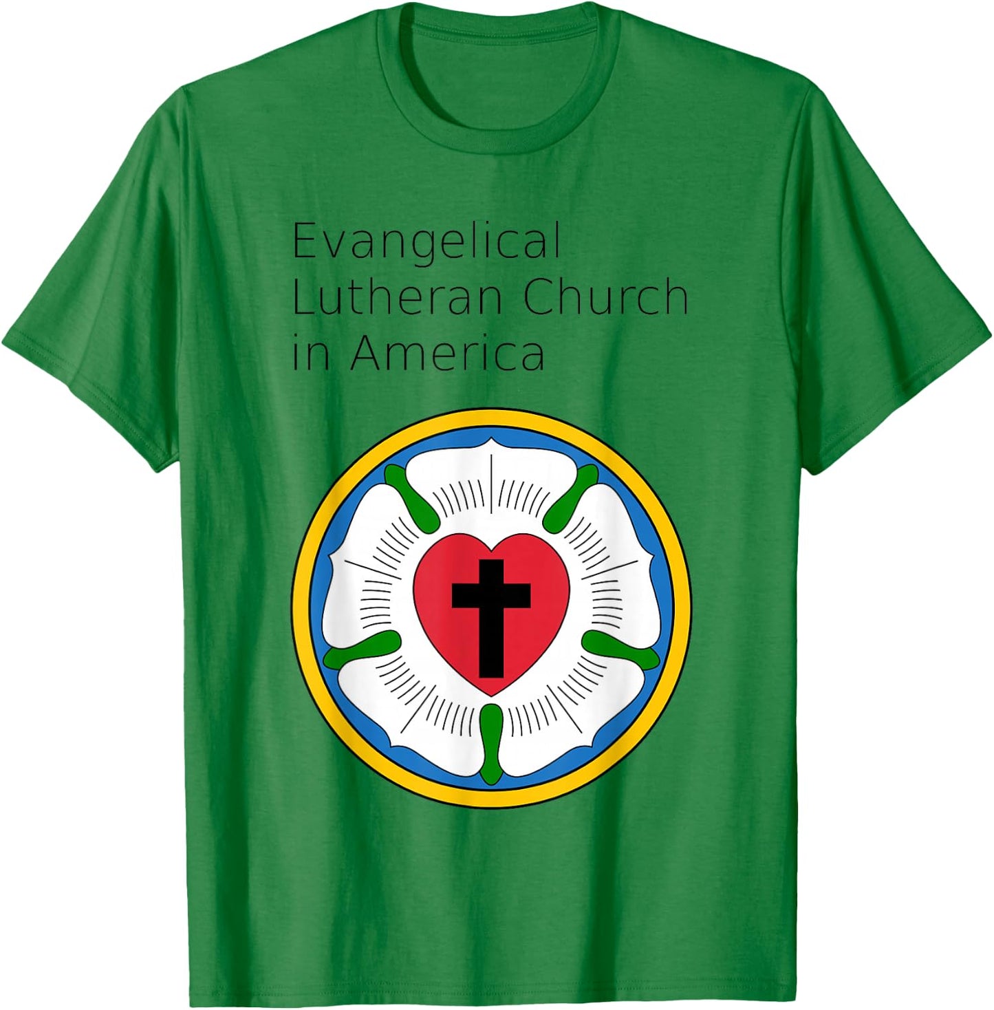 ELCA Rose Seal Logo of the Evangelical Lutheran Church in America T-Shirt - T-Shirt | Irish Green