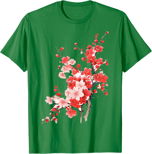 Cherry Blossom Flower Lover Kunstgrafik Blume T-Shirt - T-Shirt | Irish Green