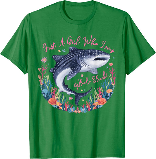 Just a Girl Who Loves Whale Sharks Cute Marine Biology T-Shirt - T-Shirt | Irish Green