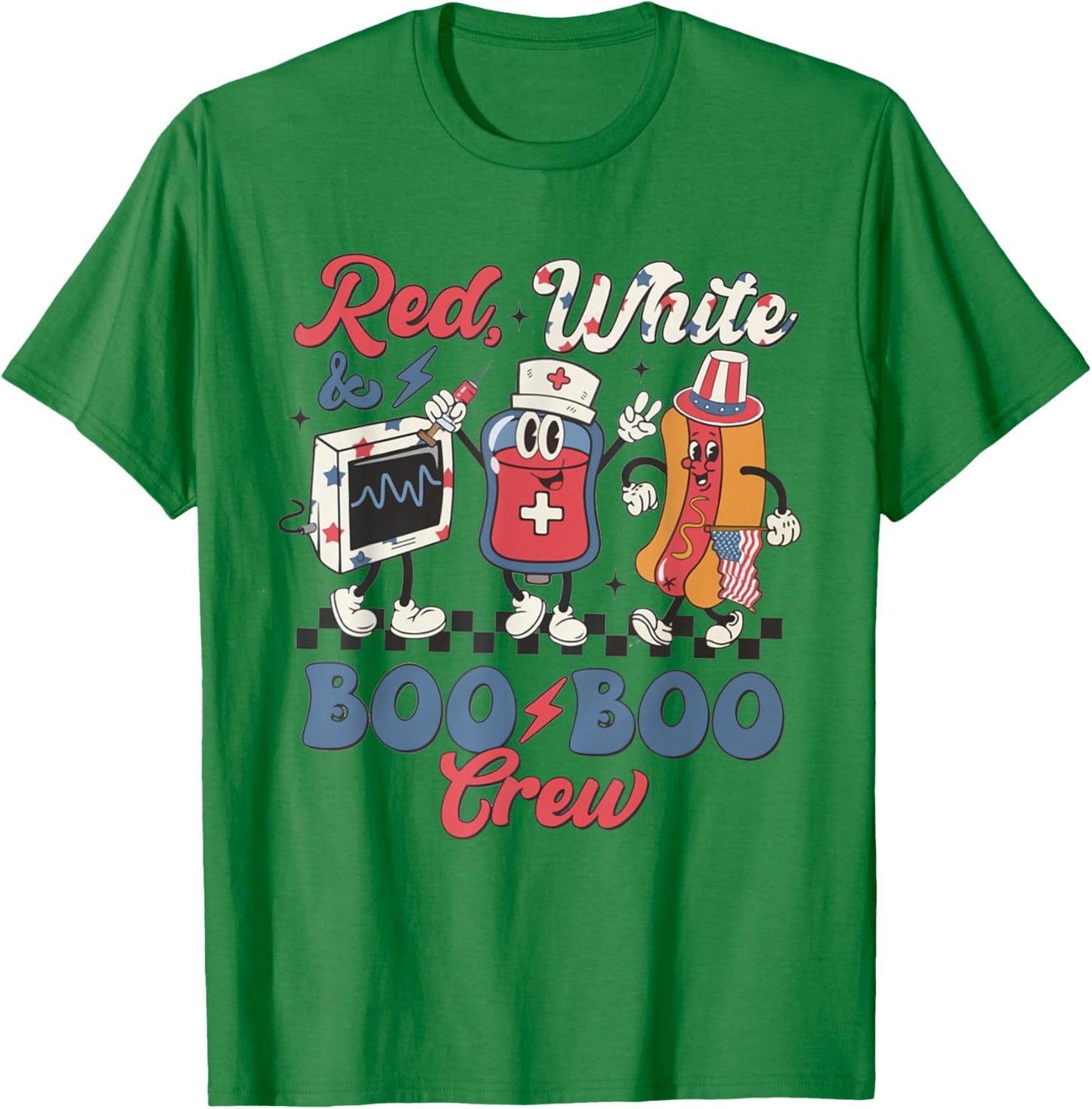 Retro Red White Boo Boo Crew 4th of July ER Emergency Room Men T-Shirt - T-Shirt | Irish Green