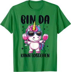 Bin Da Kann Losgehen Unicorn , White, S T-Shirt - T-Shirt | Irish Green