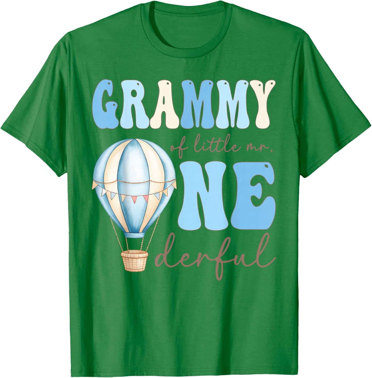 Grammy of Little Mr. Onederful 1st Birthday Boy Air Balloon T-Shirt - T-Shirt | Irish Green