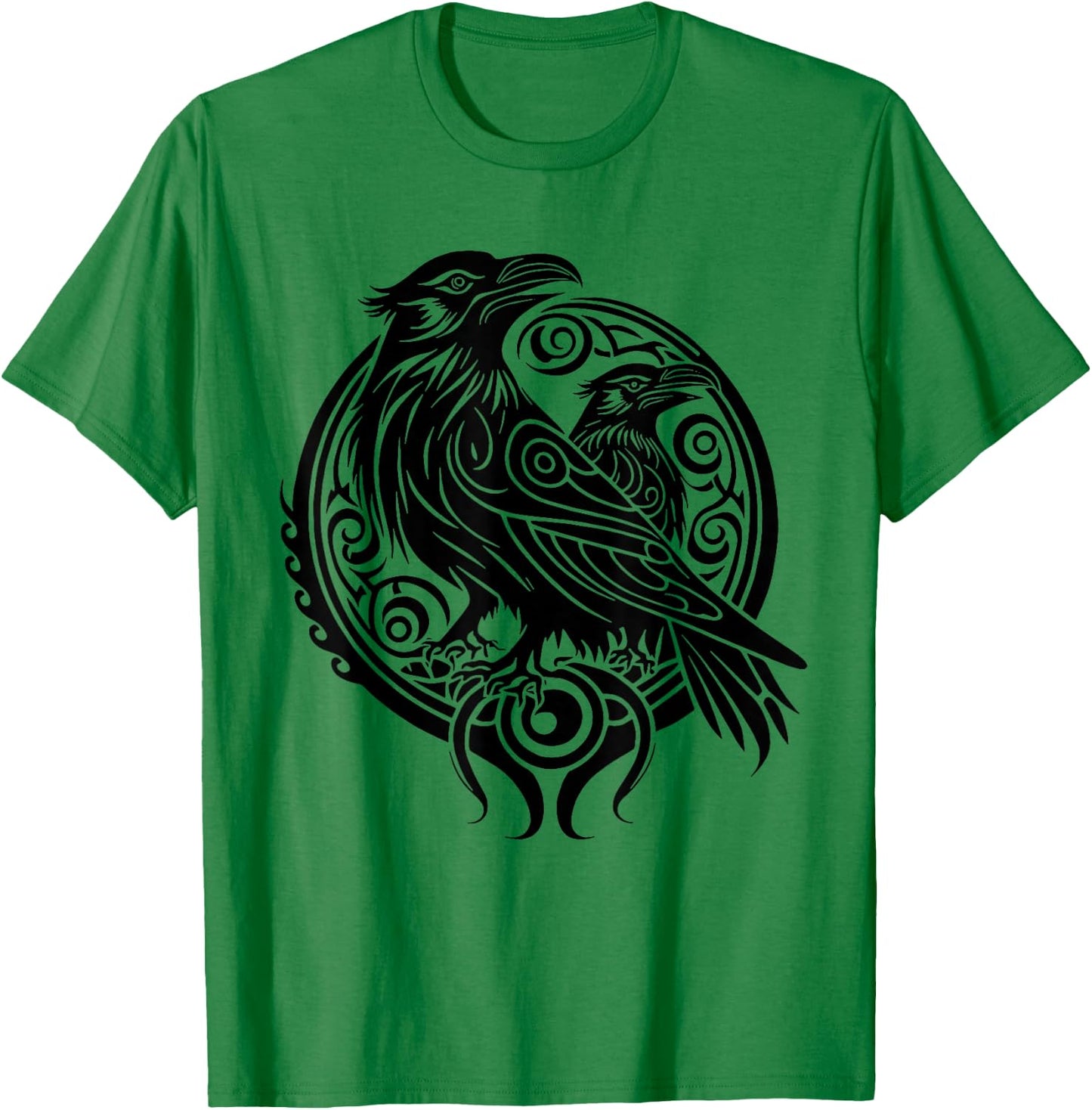 Odin Ravens Nordic Mythology Viking Celtic Bird Animal T-Shirt - T-Shirt | Irish Green