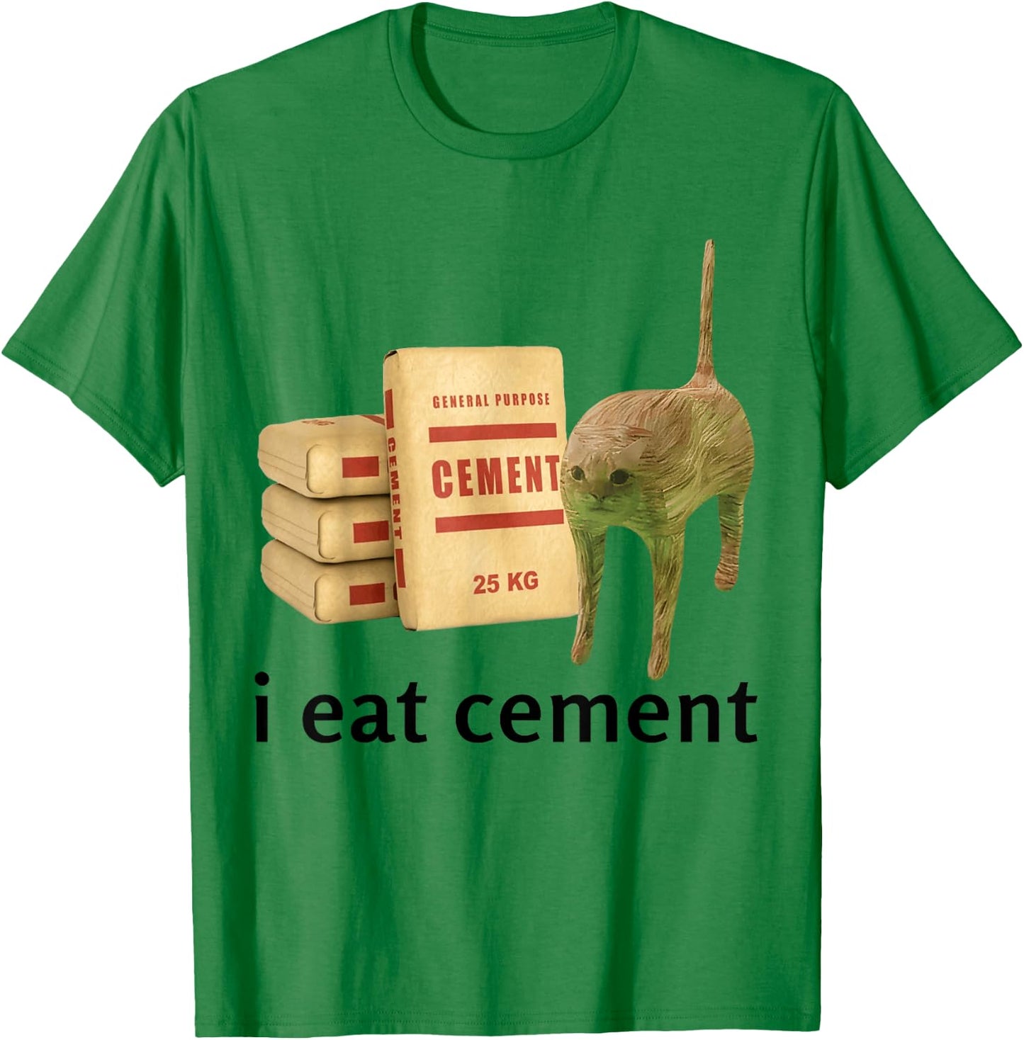 I Eat Cement Cat Shirt Kids Funny Dank Cat Meme T-Shirt - T-Shirt | Irish Green