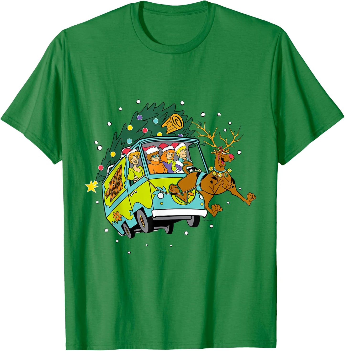 Christmas Scooby Doo Mystery Machine Reindeer Gang T-Shirt - T-Shirt | Irish Green