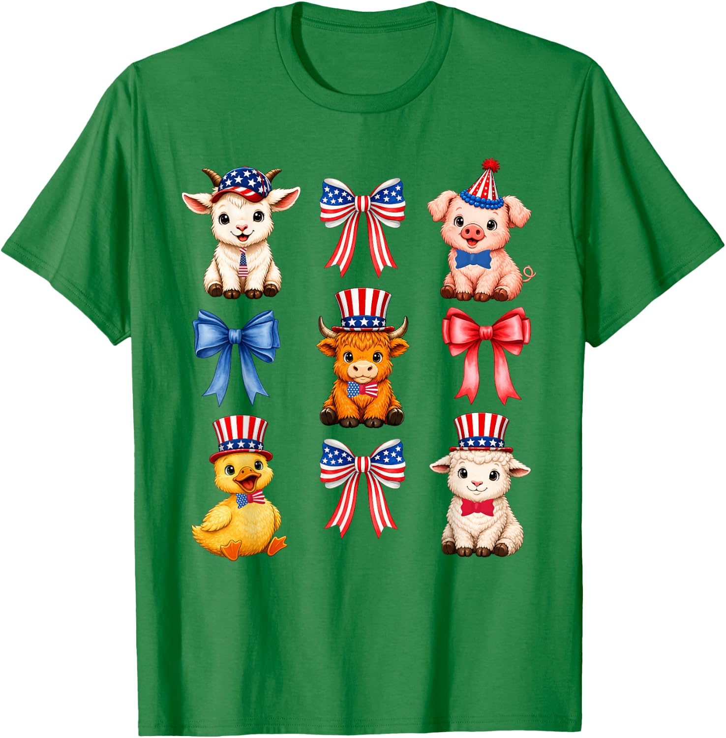 Cute 4th of July Patriotic Baby Farm Animals Lovers T-Shirt - T-Shirt | Irish Green