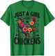 Chicken Flower Colorful Just A Girl Who Loves Chickens T-Shirt - T-Shirt | Irish Green
