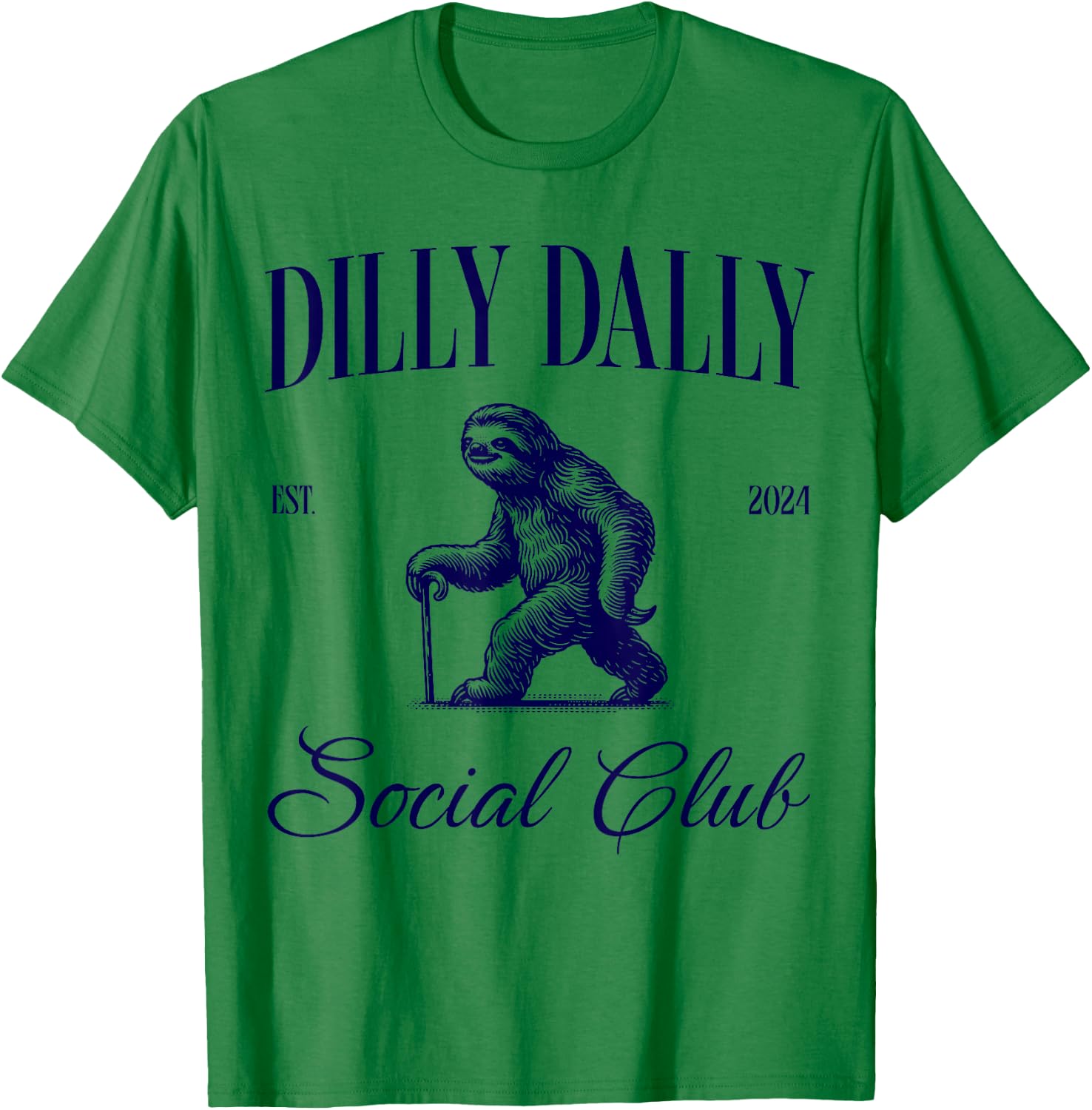 Dilly Dally Social Club Sloth T-Shirt - T-Shirt | Irish Green