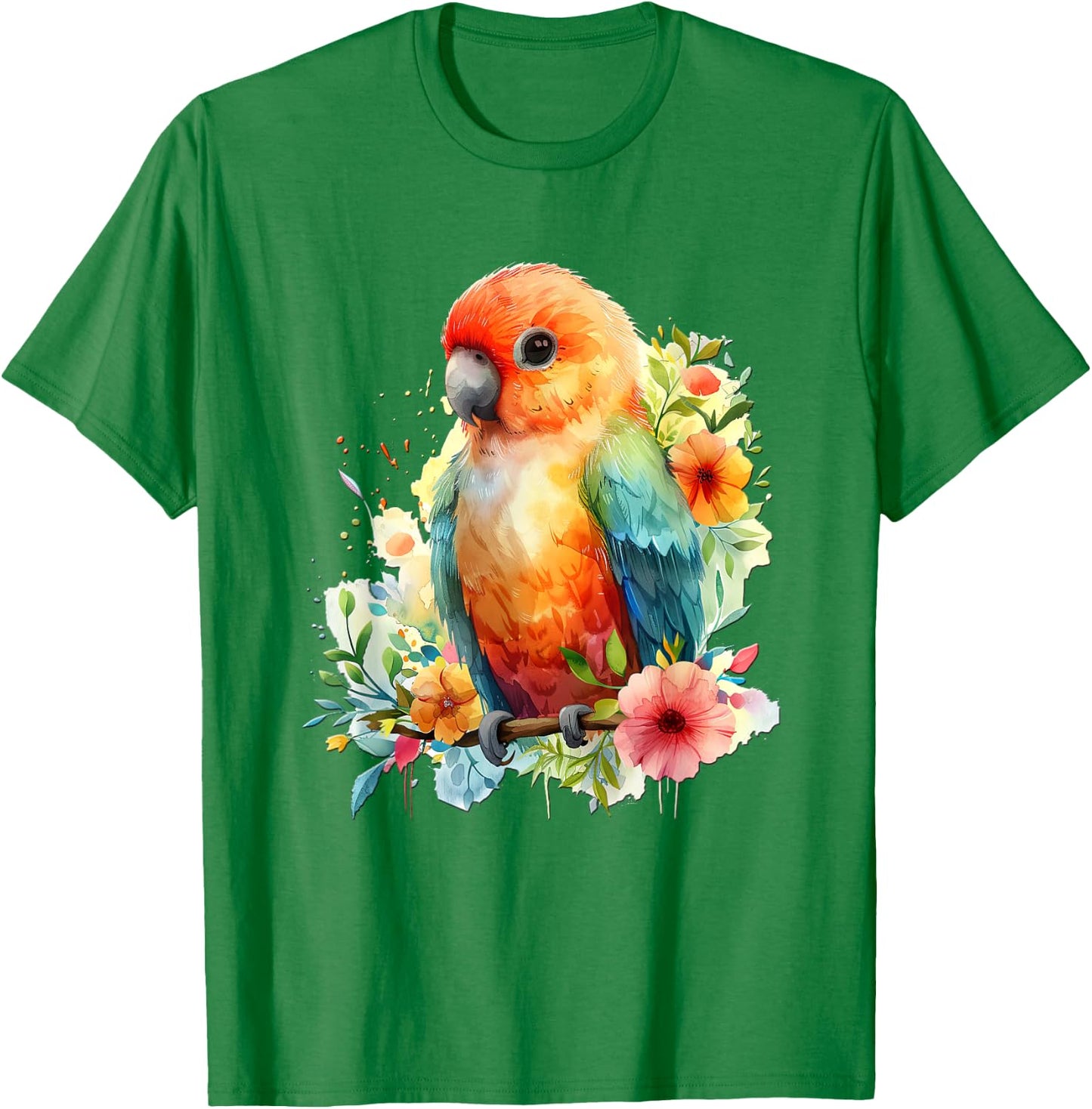 Baby Papagei mit Blumen süße Papageien Mädchen Tochter Sohn T-Shirt - T-Shirt | Irish Green