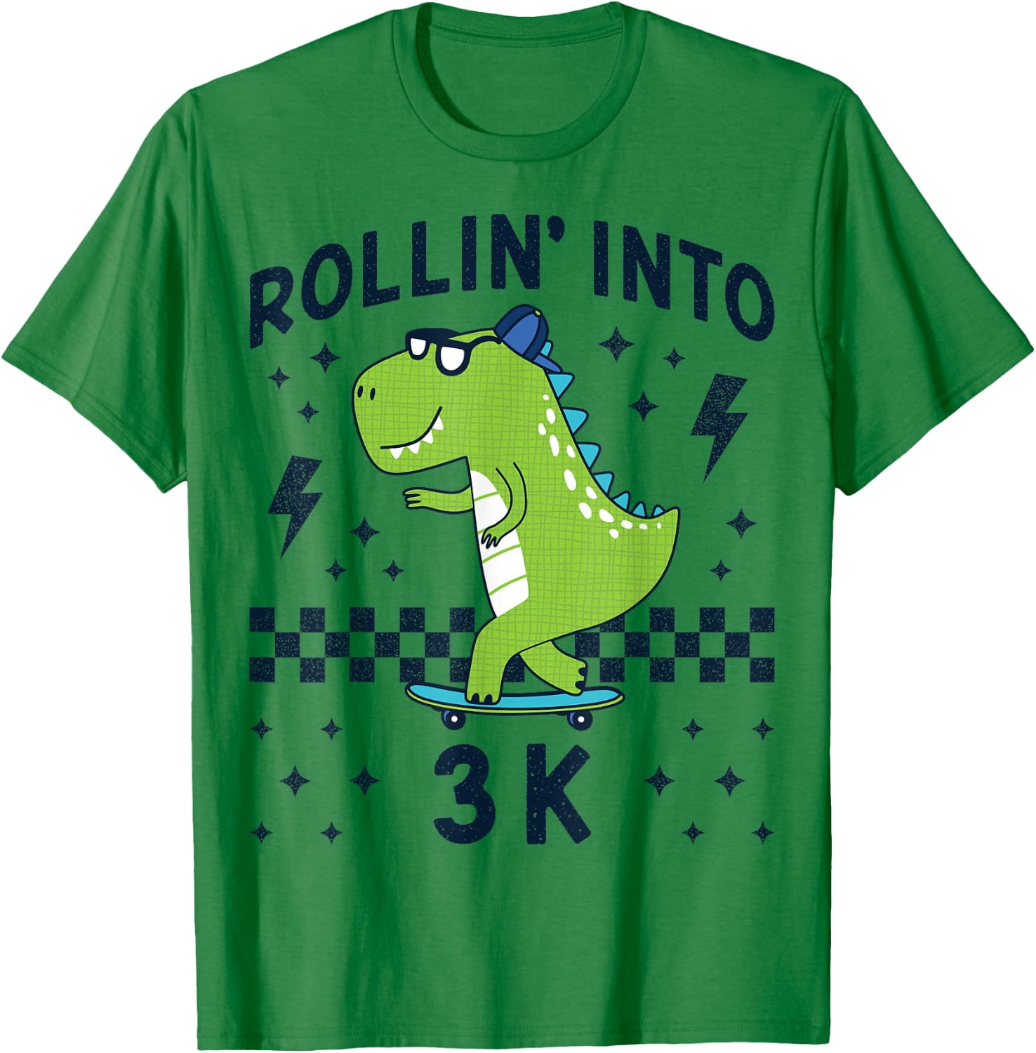 Rollin Into 3K Dinosaur Back to School Kid I’m Ready for 3 K T-Shirt - T-Shirt | Irish Green