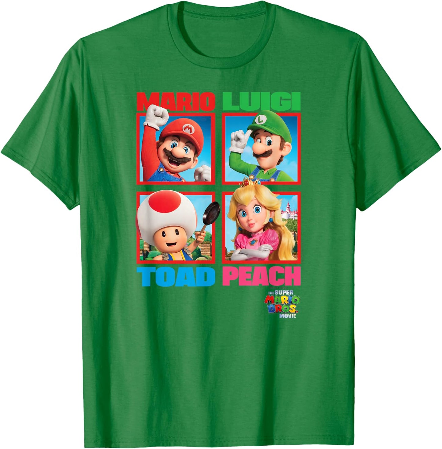 The Super Mario Bros. Movie Mario Peach Toad Luigi Poster , White T-Shirt - T-Shirt | Irish Green