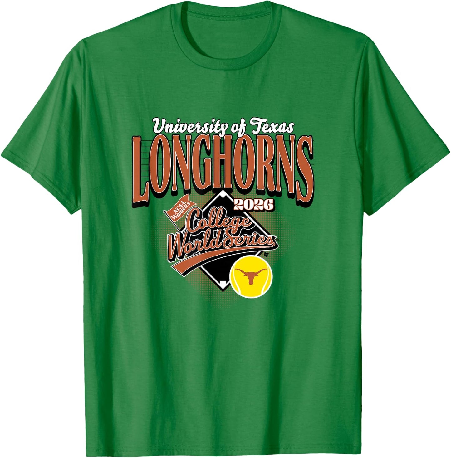 2026 Women's College World Series - Texas Longhorns Softball T-Shirt - T-Shirt | Irish Green