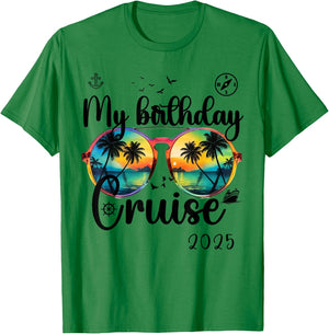 My Birthday Cruise 2025 Party Cruise Birthday Vacation T-Shirt - T-Shirt | Irish Green