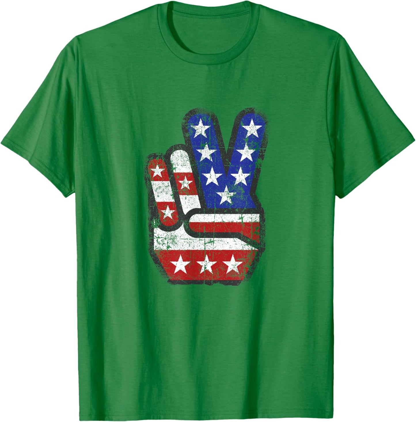 Fourth 4th of July Shirt American Flag Peace Sign Hand T-Shirt - T-Shirt | Irish Green
