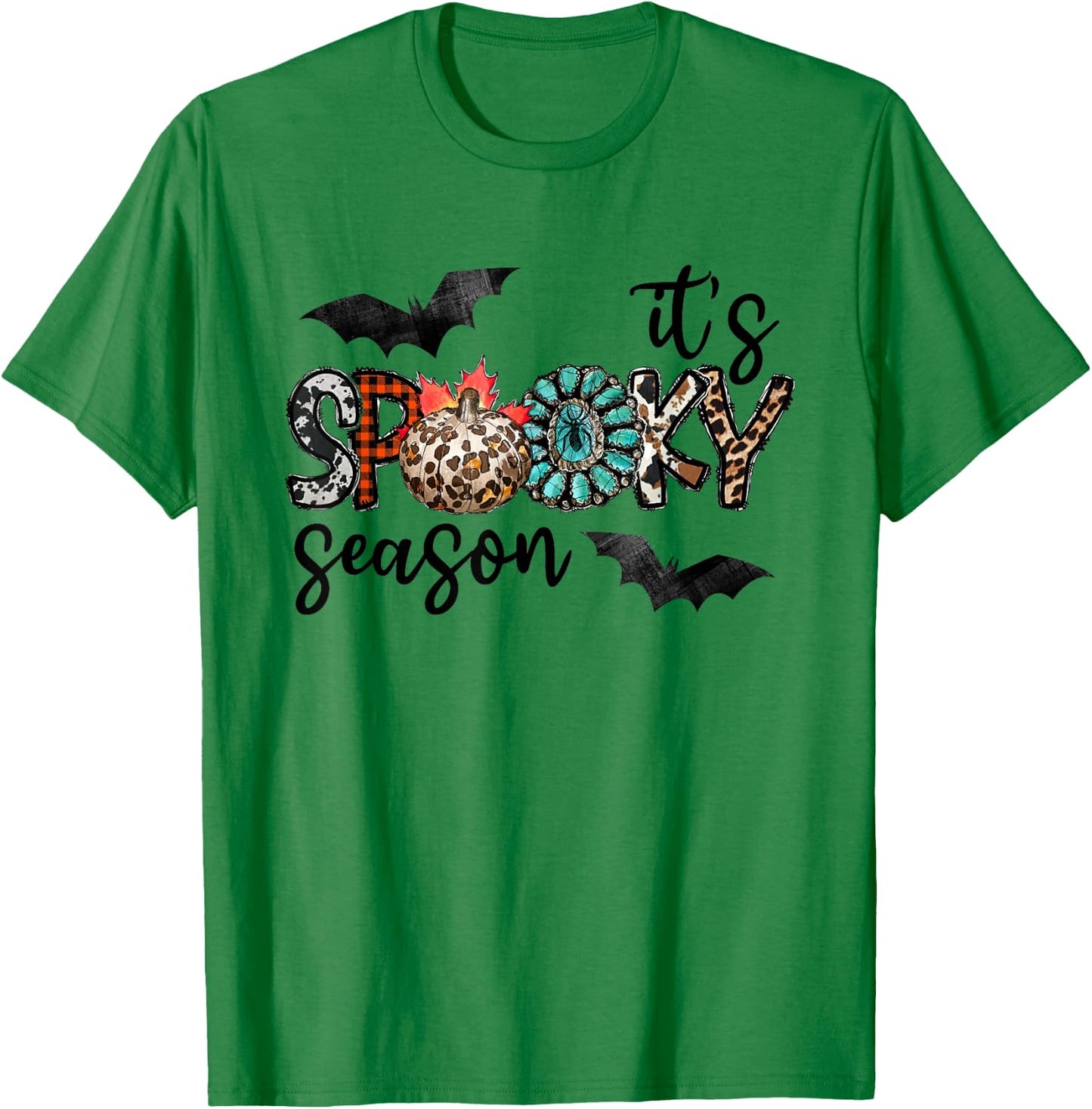 It's Spooky Season Pumpkin Leopard T-Shirt - T-Shirt | Irish Green